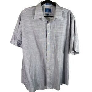 Towncraft‎ Mens Wrinkle Free Short Sleeve Button Up Plaid Shirt Classic